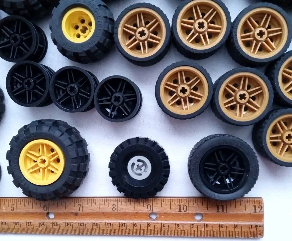 LEGO Bulk Wheels Tires Genuine Car Vehicle Parts Pieces Lot 3 Actual Photos - Image 4 of 4