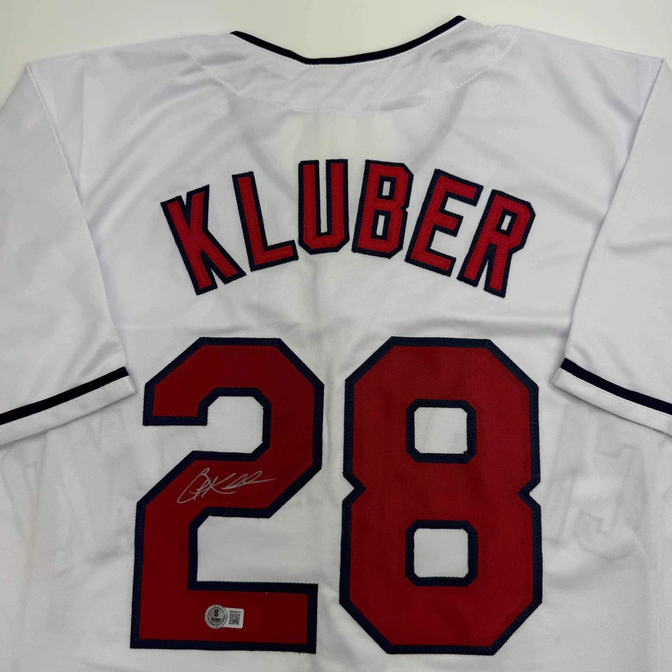 Autographed/Signed Corey Kluber Cleveland White Baseball Jersey Beckett BAS COA - Image 2 of 4