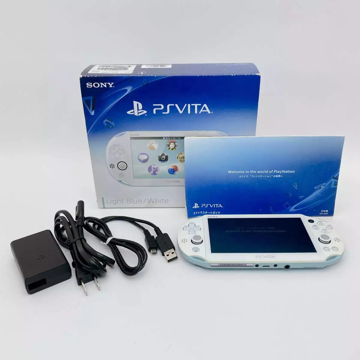 【Good】Sony PS Vita PCH-2000 ZA14 Light Blue White Wi-Fi Model w/Box Rare F/S