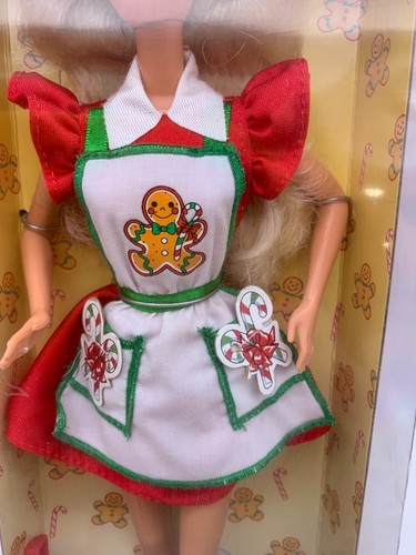 1997 HOLIDAY TREATS Barbie doll Christmas gingerbread apron NRFB/NEW OLD STOCK - Picture 3 of 10