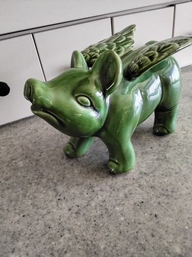 Ceramic Green Flying Pig Figurine, When Pigs Fly Home Decor - Picture 6 of 13