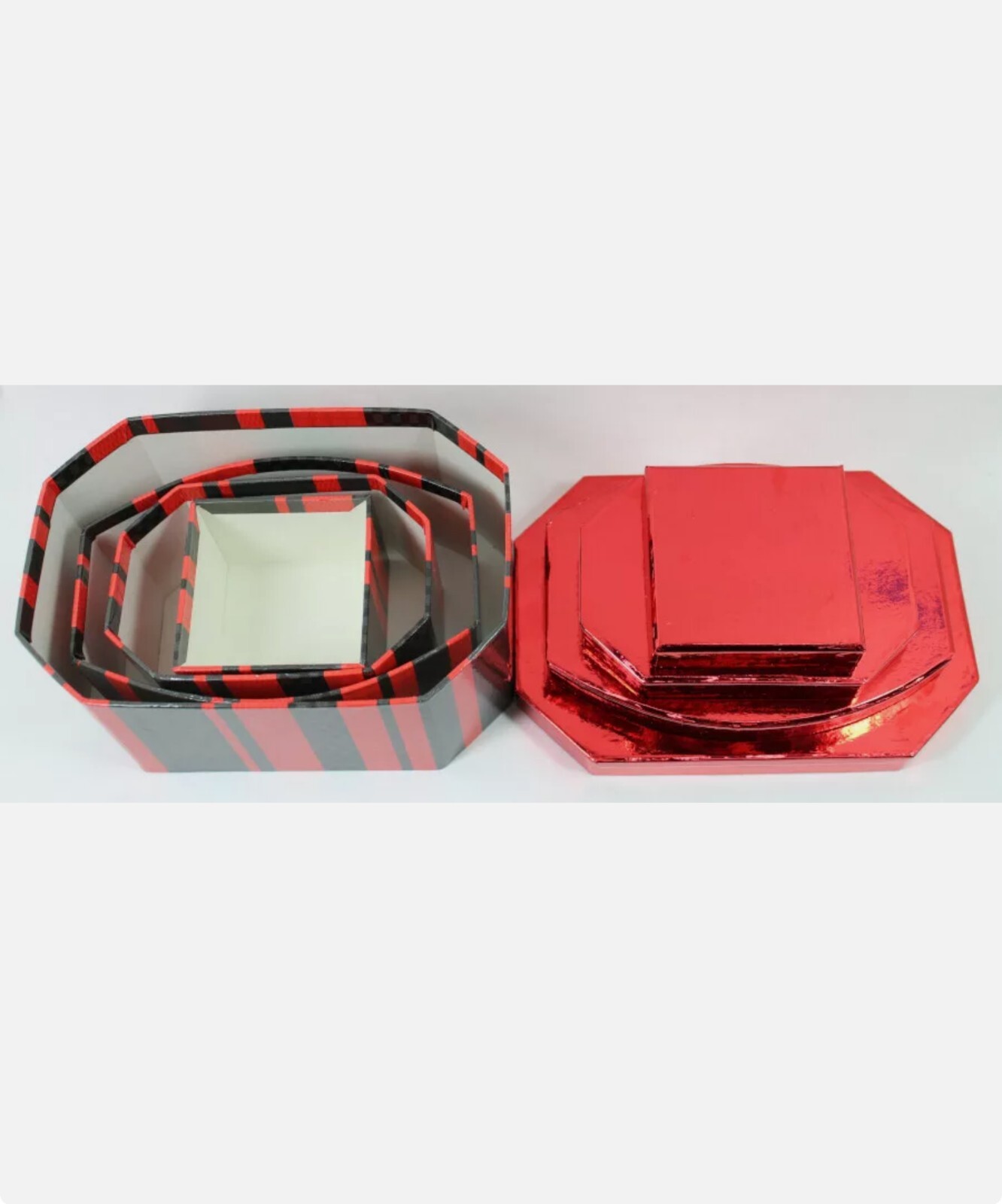 NEW Monochrome Red & Black Stacking Tower 4-Piece Gift Box Set 