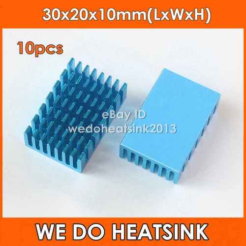 10pcs Blue Anodized 30x20x10mm Heatsink Aluminum Heat Sink With Thermal Tape