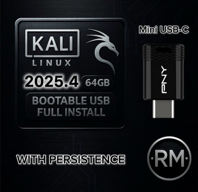 Kali Linux 2025.4 | Full Installer + Persistence | 64GB USB-C 3.2 | 64-bit