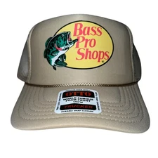 Bass Pro Shops Hat Mesh Adjustable Snapback Trucker Fishing Otto Beige