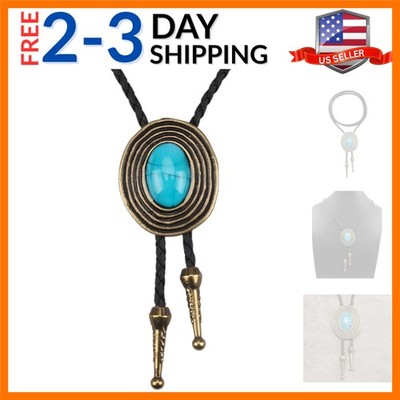 Native American Bolo Tie Rodeo Cowboy Leather Necktie Western Necklace Costum...