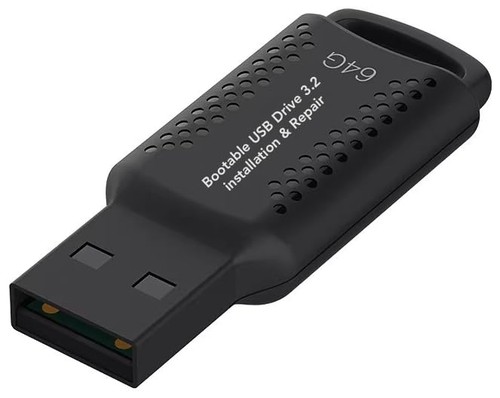 64GB - Bootable USB Driver 3.2 for Windows 11/10/8.1/7/, WinPE,Password Black