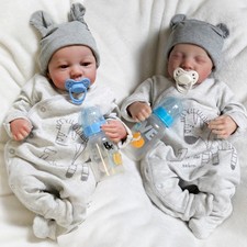 18" Real Reborn Baby Dolls Lifelike Twins Boy Vinyl Silicone Newborn Xmas Gift