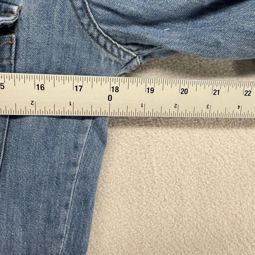 Camisa Vaquera Levis De Colección Para Hombre Pequeña Azul Naranja Pestaña Hecha en EE. UU. 60665 1117 AÑOS 80 Foto 3 de 4