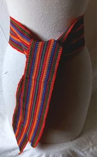 Guatemalan Hand Loomed Cotton Sash Scarf Faja Mayan Woven Belt Boho Stole