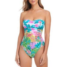 Bleu Rod Beattie One Piece Swimsuit Women 10 Multi Tropical Resort Vacation NWT