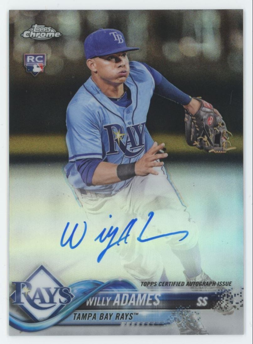 2018 Topps Chrome Refractor Willy Adames Rookie Auto /499 Rays #RA-WA A9