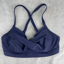 Athleta Bikini Top Women 32 B/C Navy Blue Aqualuxe Bra Wrap Front 964874-06