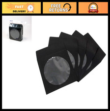 100 Pack Premium Thick Black CD DVD Sleeves with Window Cut Out Flap, 100g