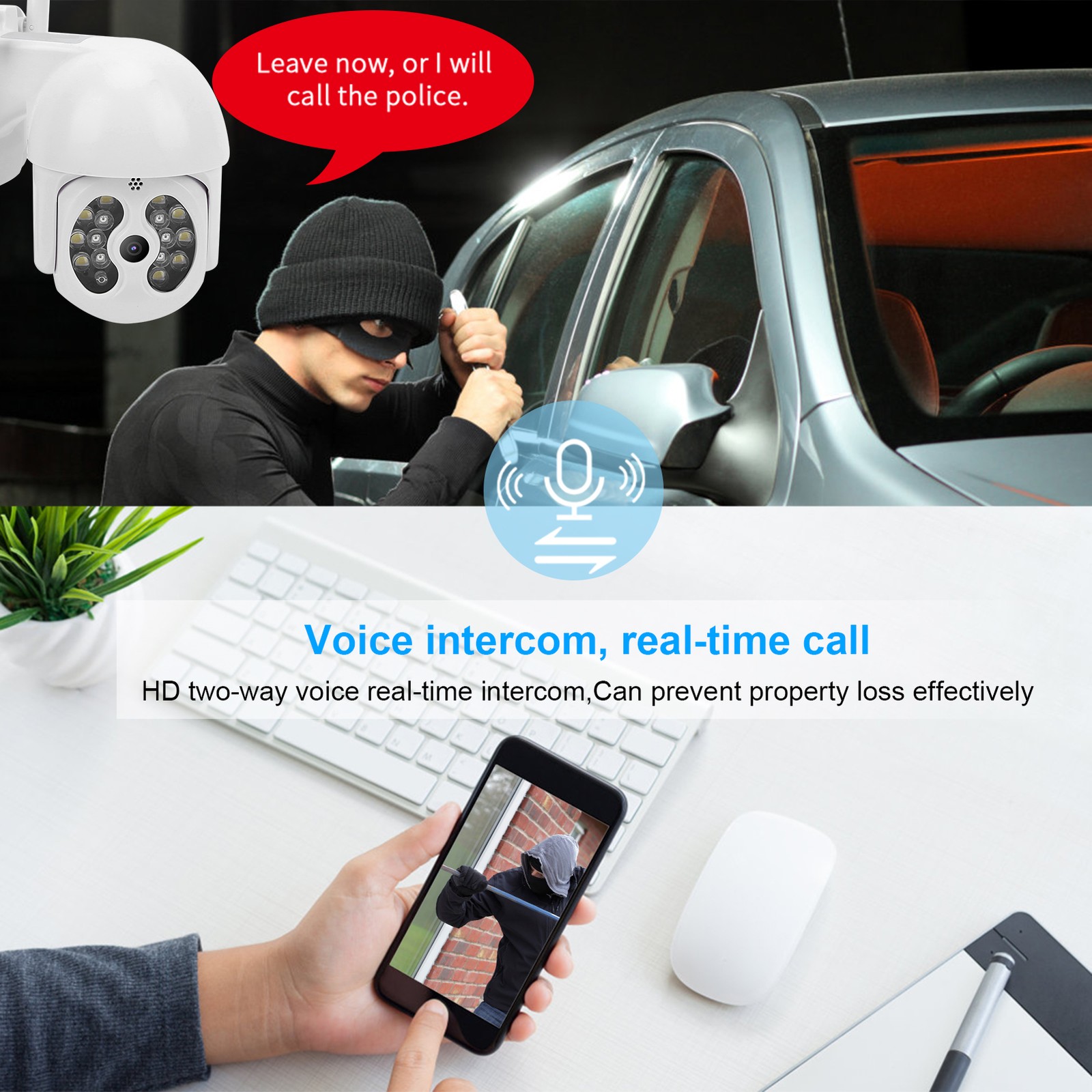 3MP Outdoor Camera WiFi PTZ Full Color Night For Easy To Use