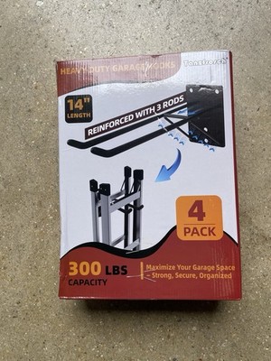 Tanzfrosch 14'' Heavy Duty Garage Hooks - 4 Pack, 300 lbs Steel Wall Mount