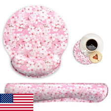 MOLNESO Pink Cherry Blossom Mouse Pad  Keyboard Wrist Rest Set Ergonomic