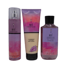 Bath  Body Works Rose Champagne MIST GEL BODY CREAM 3 Pack Set 