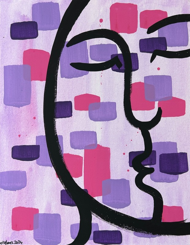11x14 CANVAS PORTRAIT PAINTING Contemporary Pop Art Acrylic Painting Signed