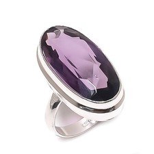 Natural Amethyst Gemstone Handmade 925 Sterling Silver Jewelry Ring Size 7 M223