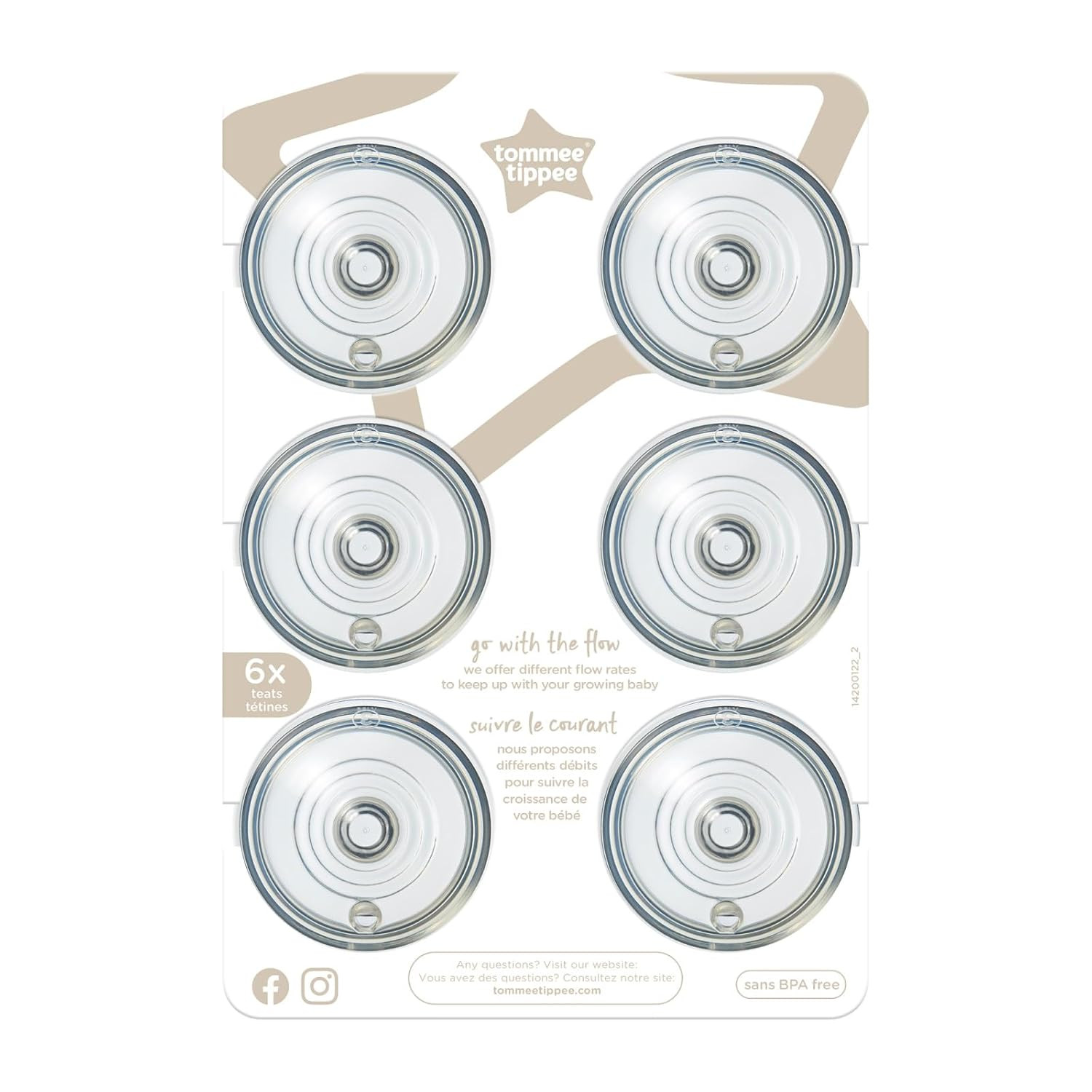 Tommee Tippee Natural Start Baby Bottle Nipples, Breast-Like