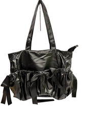 Ita Bag with Insert Kawaii Anime Pin Display Tote Bag Lightweight Nylon Bow Blk