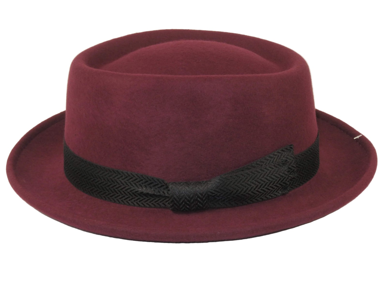 Men's Broner Wool Hat Pork Pie Telescope Crown STOUT 73-705 Merlot Wine