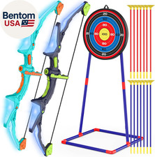 2 Pack Kids Bow and Arrow Set with LED Flash Lights, 14 Suction Cup Arrows and F