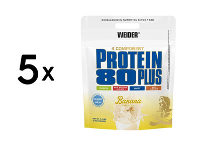 5 x Weider Protein 80 Plus (2000g) Banana (53,00 EUR/kg)