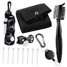 12 Pcs Golf Accessories Kit, Include Golf Ball Bag with Hook Towel Black Plain