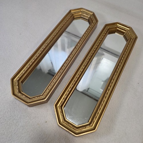 Pair of Vintage Homco Home Interiors Octagon Gold Accent Mirrors MCM 