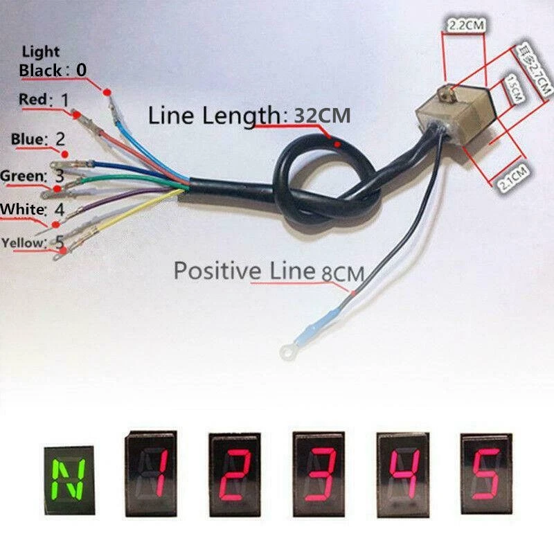 Universal For Motorcycle Shift Lever Gauge LED N-5 Speed Digital Gear Indicator - Imagem 4 de 4