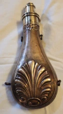 C & J.W Hawksley Sheffield Shell Pattern Powder Flask