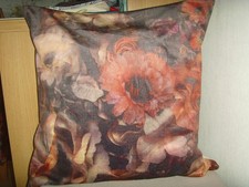 Image of brown ANTIQUE ROSE  PRINTED VELVET FABRIC CUSHION COVER FOR 16in pad