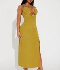 Fashion Nova Olive Green Summer Dress, Size:XS