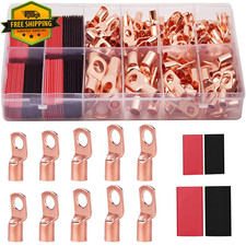 Copper Wire Lugs AWG 2 4 6 8 10 12 With Heat Shrink 160 Pcs Set
