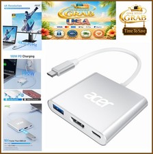 USB C to HDMI Adapter 4K 30Hz 100W PD USB 3.0 Hub Aluminum for Laptop Monitor