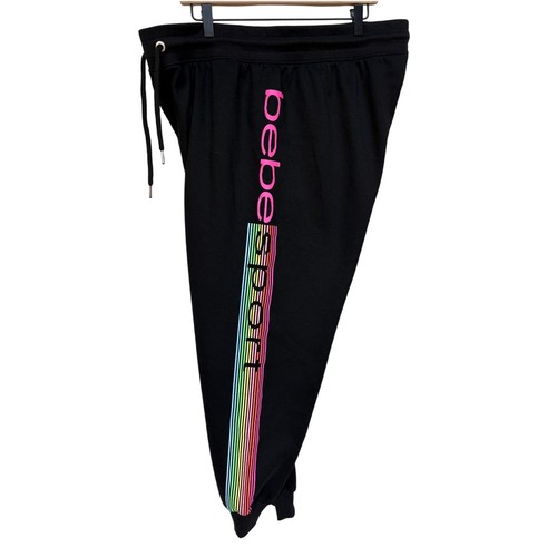 Joggers Bebe Sport in pile con strisce colorate logo arcobaleno accoglienti 4 autunno taglia 3X - Foto 3 di 5