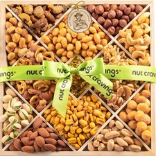 NUT CRAVINGS - Holiday Christmas Mixed Nuts Gift Basket in Reusable Diamond