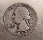 1943 D Washington Quarter, Silver USA Coin