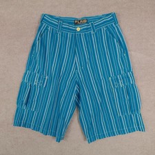Men’s Galaxy By Harvic Short’s Men’s 30 Y2K Skate Surf Wide Leg Blue Stripe