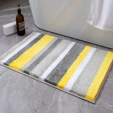 Fluffy Bathroom Rugs Bath Mats Rugs Microfiber Striped Shower Rug Absorbent, ...
