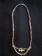 VINTAGE SILVER-TONED RHINESTONE CHOKER/NECKLACE