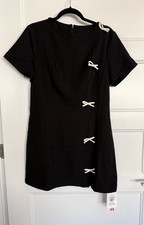 NWT Cider Black Mini Dress with White Bows & Cutout, XL