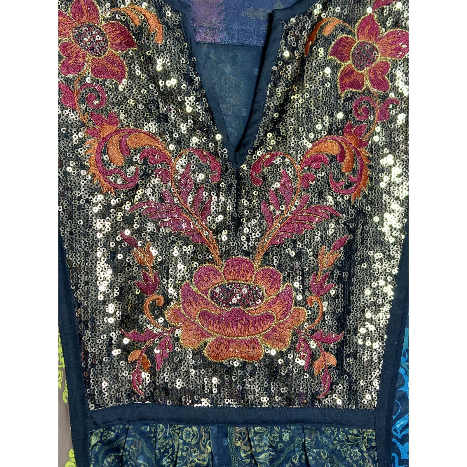 Soft Surroundings Patchwork Tunic Multicolor Knit… - image 3