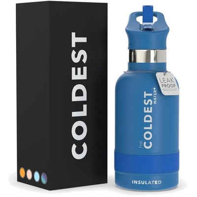 Coldest 12 oz Insulated Water Bottle with Straw Lid - Sailor Blue Stainless S...