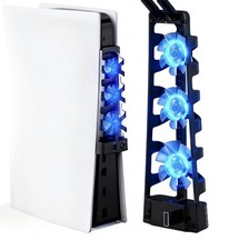 PS5 Cooling Fan External USB Cooler 3 Mute Fans Blue LED for Disc & Digital Port
