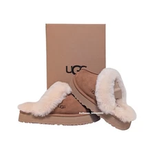 New 100% Authentic UGG Soft Disquette Platform Slippers Chestnut Women's Shoes