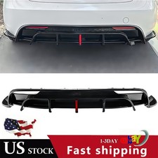 Rear Bumper Diffuser Lip Splitter W Light For 2024 Tesla Model 3 Gloss Black Rear Bumper Diffuser Lip Splitter W Light For 2024 Tesla Model 3 Gloss Black