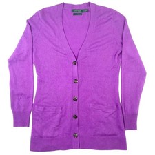Lauren Ralph Lauren Womens 100% Cashmere Cardigan Sweater Sz M Horse Buttons EUC